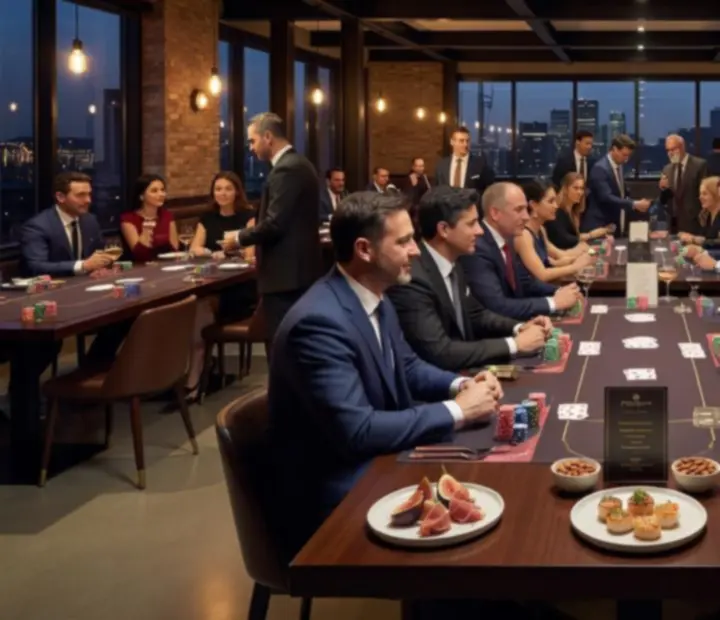 Večerní corporate poker event v moderním brasserie prostoru