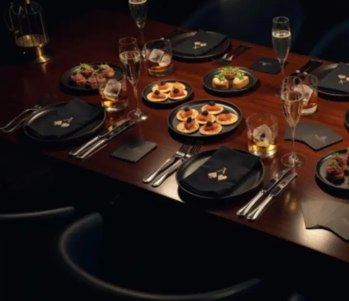 Gourmet týmový catering servírovaný během firemního poker večera