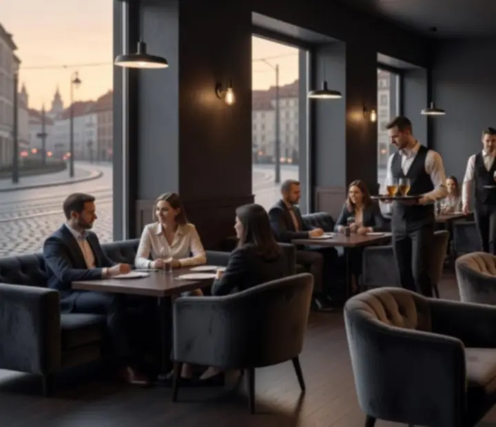 Elegantní večerní lounge s prémiovým gastro servisem připravená na společenský poker večer