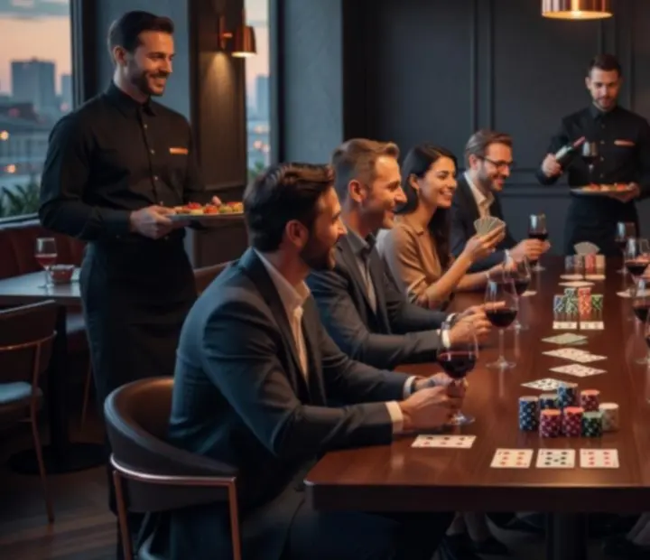 Moderní večerní poker venue v industriální brasserie stylu