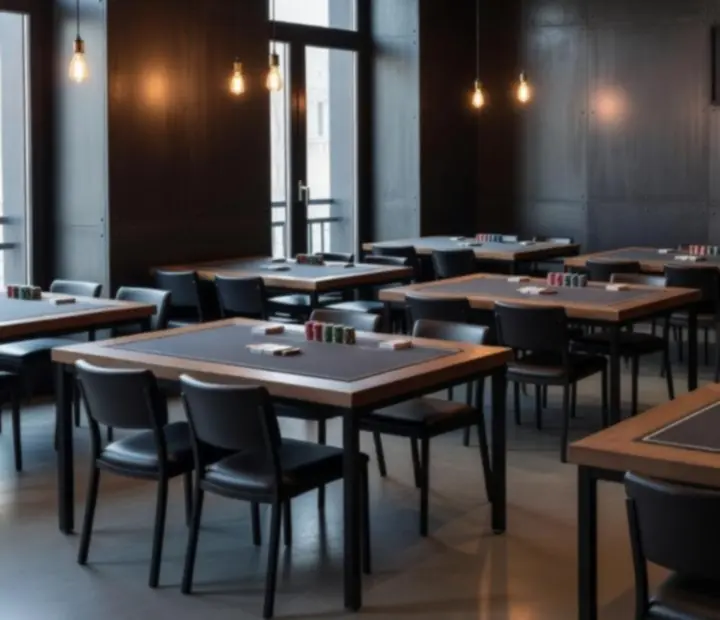 Interiér industriální brasserie vhodný pro poker event
